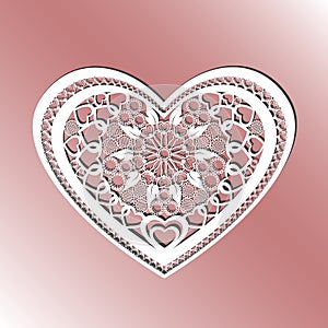 Cutting card. Laser cut heart vector panel. Cutout silhouette w