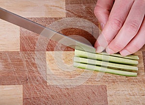 Cutting the cucumber