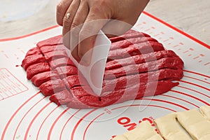 Cutting Dough Using Plastic Scrapper