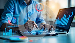 Cutting-Edge Data Analysis in a Modern Tech-Driven Workspace. Advanced Digital Data Analytics in a High-Tech Office Environment