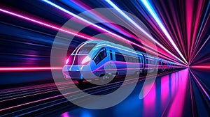 Cutting-edge driverless hyperloop high-velocity train.