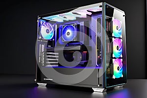 Cutting-Edge High-End PC: RGB Lighting, Neatly Managed Cables in a Tempered Glass Case, Liquid Cooling Elegance