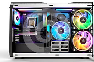 Cutting-Edge High-End PC: RGB Lighting, Neatly Managed Cables in a Tempered Glass Case, Liquid Cooling Elegance