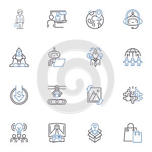 Cutting-edge methodology line icons collection. Innovation, Modernization, Advancement, Progression, Piering