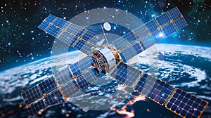 Cutting edge satellite with holographic data for advanced global communication and precise gps