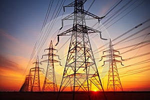 Cutting edge smart grid technology integrated into contemporary electrical pylons