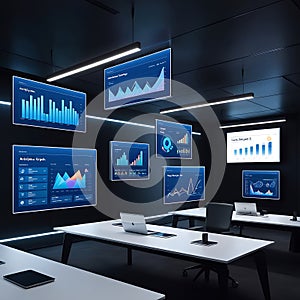 Cutting-Edge Technology Command Center with Interactive Data and Global Analytics