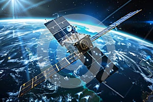 Cutting edge telecom satellite using holographic data for worldwide internet connectivity