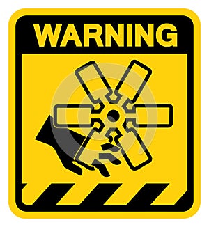 Cutting of Fingers Or Hand Engine Fan Warning Sign, Vector Illustration, Isolate On White Background Label .EPS10