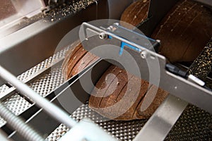 Cutting fresh brown bread