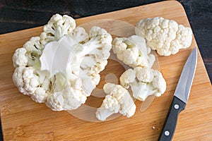 Cutting a Head of Cauliflower into Florets