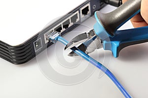 Cutting internet cable