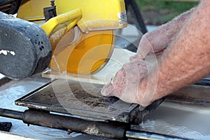 Cutting marble tile