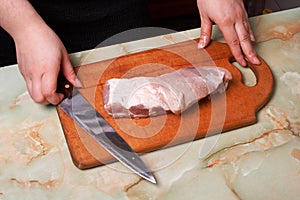 Cutting meat. Begin.