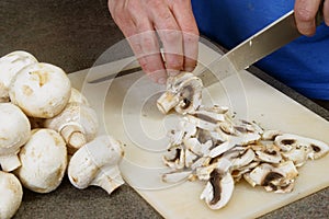 Cutting mushrooms