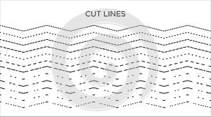 Cutting paper lines. Set of vector icons.