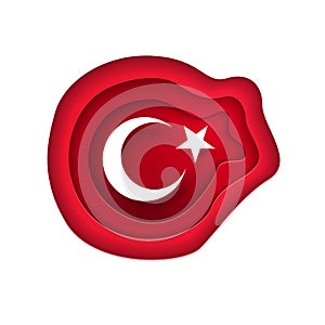 Cutting paper style Turkish Flag