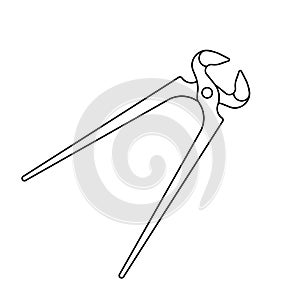 Cutting pliers icon. Hand tool linear icon. Vector nippers icon