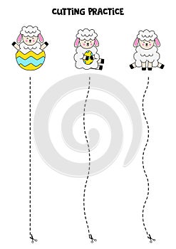 Cutting practice for children with Easter lambs.