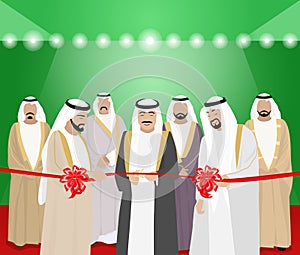 The cutting of ribbons by Arab men