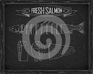 Cutting scheme fresh salmon