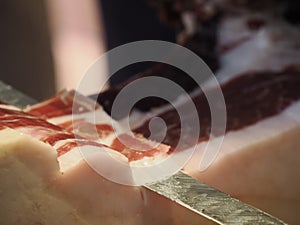 Cutting spanish iberic cured ham