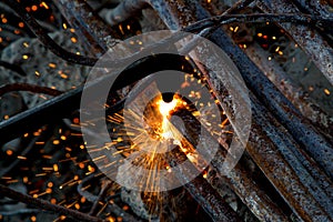 Cutting of steel pipes with acetylene torch