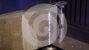 Cutting stone with water jet cutting machine.