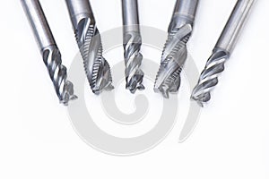 cutting tool. Drill endmill. spiral right hand. coated. on white background. use for metalwork