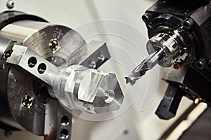 Cutting tool at metal working lathe machine