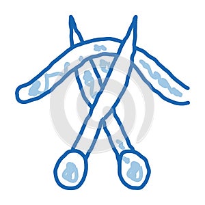 cutting umbilical cord doodle icon hand drawn illustration