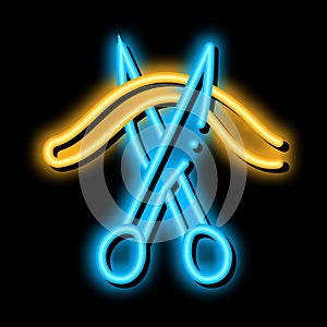 cutting umbilical cord neon glow icon illustration