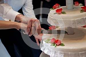 Cutting wedding cake