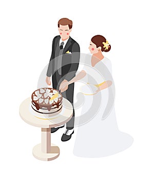 Cutting Wedding Cake Composition