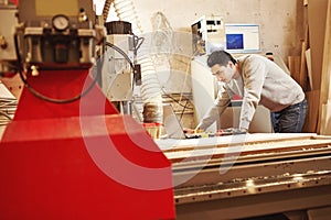 Cutting wood using a machine with numerical control. Cnc tool.