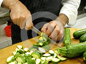 Cutting zucchini