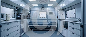 Cuttingedge mobile medical unit equipped for quick and thorough health assessments. Concept Mobile