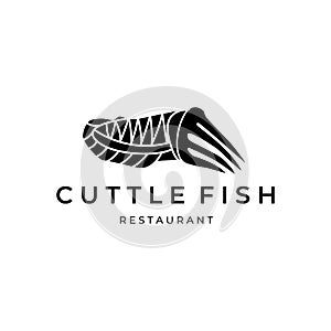cuttle fish logo vintage minimalist vector illustration design