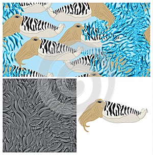 Cuttlefish camouflage frame seamless pattern