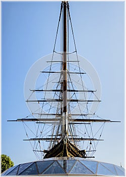 Cutty Sark, maritime museum and historical ship model in Greenwich, London