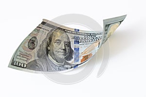 cuved U.S. 100 dollar banknote background