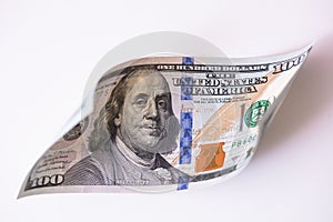 cuved U.S. 100 dollar banknote background