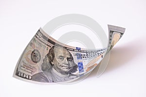 cuved U.S. 100 dollar banknote background