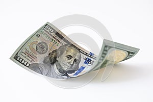 cuved U.S. 100 dollar banknote background