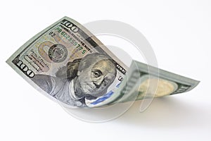 cuved U.S. 100 dollar banknote background