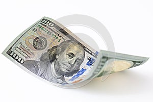 cuved U.S. 100 dollar banknote background