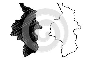 Cuvette-Ouest Department Departments of the Republic of the Congo, Congo-Brazzaville, Congo Republic,RotC map vector photo