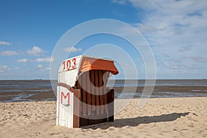 Cuxhaven, beach and hooded beach chair
