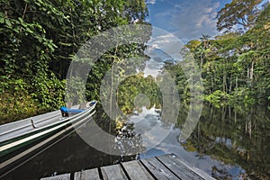 Cuyabeno river pontoon & canoe photo
