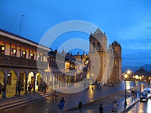 Cuzco church at twilight